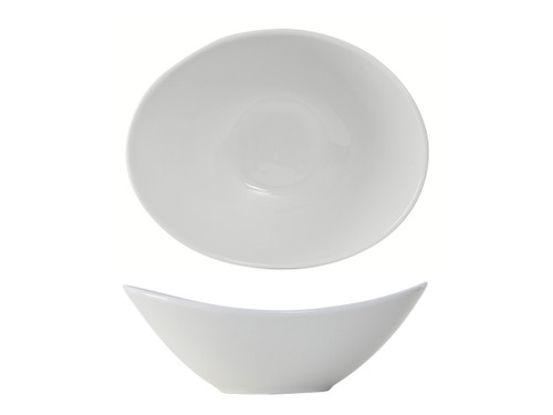 Tuxton BPD-1007 40 Oz. Porcelain Porcelain White Oval Capistrano Bowl (1 Dozen)