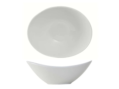 Tuxton BPD-1007 40 Oz. Porcelain Porcelain White Oval Capistrano Bowl (1 Dozen)
