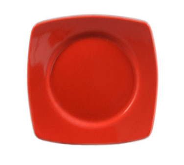 CAC China R-SQ8-R Red Ceramic Square Clinton Plate (2 Dozen Per Case)