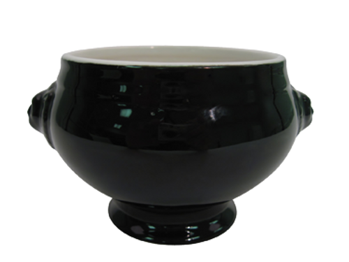CAC China LN-15-BLK 15 Oz. Super White Porcelain Lion Head Tureen or Bouillon (2 Dozen Per Case)