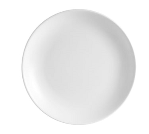 CAC China H-CP16 10.5" Dia. Super White Porcelain Round Hampton Plate (1 Dozen)