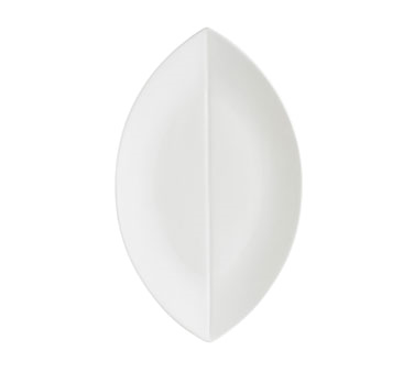 CAC China COL-V61 Super White Porcelain Free Form Flat Leaf Platter (1 Dozen)