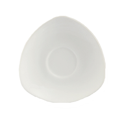 CAC China RCN-38 4.75" L Super White Porcelain Triangular Clinton Saucer (3 Dozen Per Case)