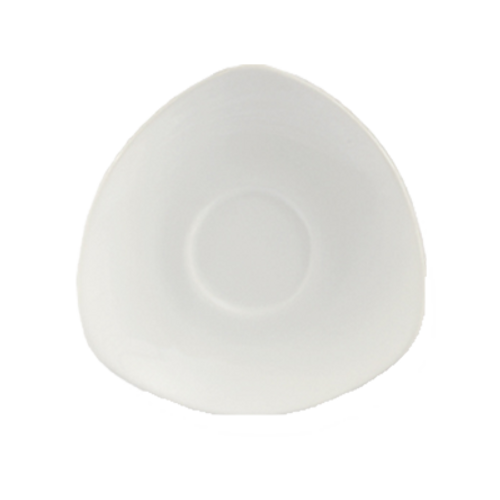 CAC China RCN-38 4.75" L Super White Porcelain Triangular Clinton Saucer (3 Dozen Per Case)