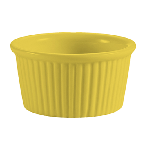 CAC China RKF-3-Y 3 Oz. Yellow Round Fluted Ceramic RKF Ramekin (4 Dozen Per Case)