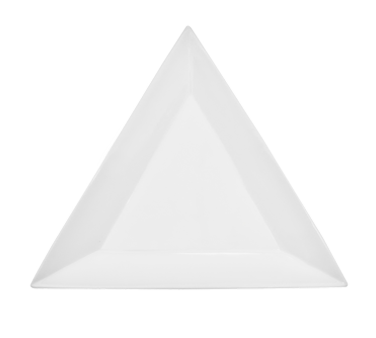 CAC China TUP-8 Super White Porcelain Triangular Triumph Plate (2 Dozen Per Case)