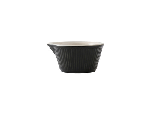 Tuxton B4X-0408 4 Oz. Ceramic Black/Eggshell Ramekin (4 Dozen Per Case)
