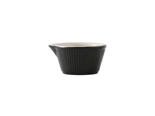 Tuxton B4X-0408 4 Oz. Ceramic Black/Eggshell Ramekin (4 Dozen Per Case)
