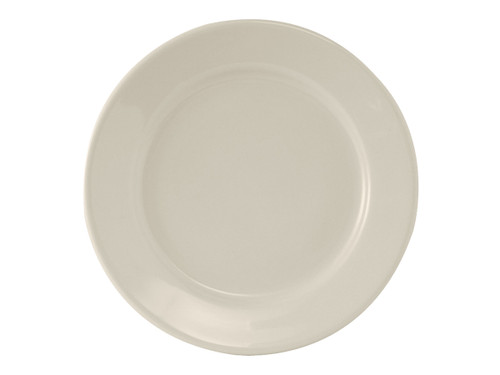 Tuxton TRE-052 10" Ceramic American White/Eggshell Round Plate (1 Dozen)