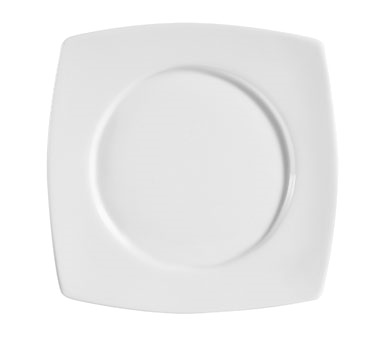CAC China RCN-SQ5 Super White Porcelain Square Clinton Plate (3 Dozen Per Case)