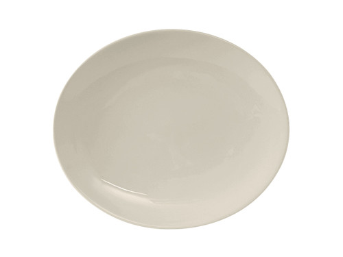 Tuxton VEH-104 10" Ceramic American White/Eggshell Oval Platter (2 Dozen Per Case)