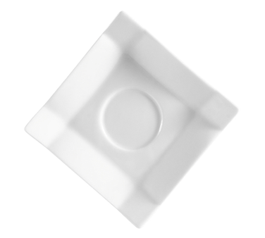 CAC China TMS-36 4" L Super White Porcelain Square Times Square Saucer (3 Dozen Per Case)