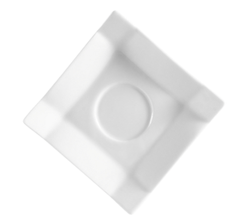 CAC China TMS-36 4" L Super White Porcelain Square Times Square Saucer (3 Dozen Per Case)