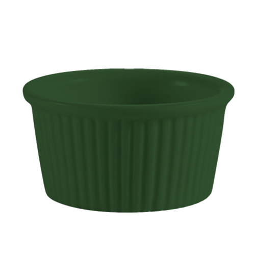CAC China RKF-1-G 1 Oz. Green Round Fluted Ceramic RKF Ramekin (4 Dozen Per Case)