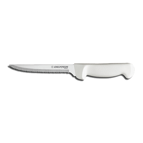 Dexter P94847 6" Scalloped Edge Utility Knife with White Handle