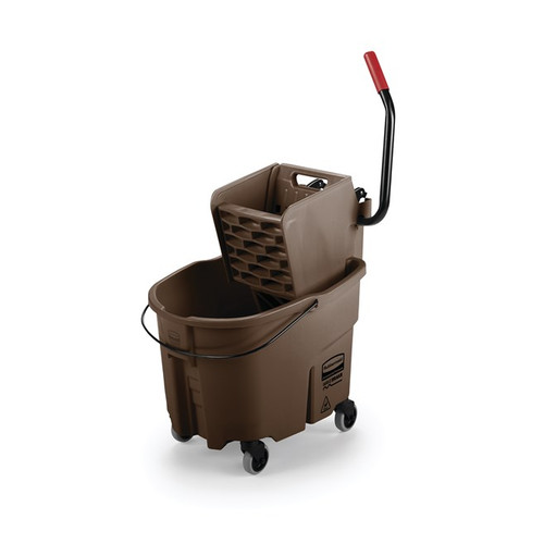 Rubbermaid FG758088BRN 35 Qt. Brown Side Press Wringer Molded Plastic WaveBrake Mopping Combo