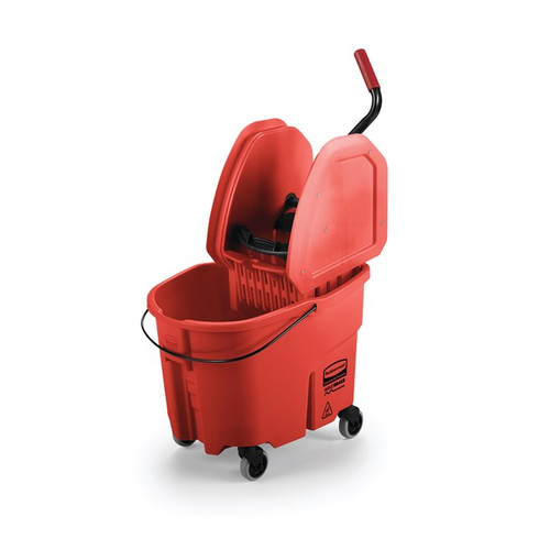 Rubbermaid FG757888RED 35 Qt. Red Down Press Wringer Molded Plastic WaveBrake Mopping Combo