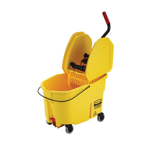 Rubbermaid FG757688YEL 44 Qt. Yellow Steel Plastic Down Press Wringer WaveBrake Mopping System