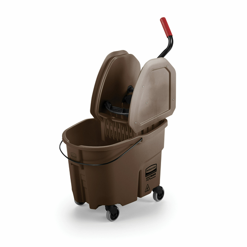 Rubbermaid FG757788BRN 35 Qt. Brown Down Press Wringer Molded Plastic WaveBrake Mopping Combo