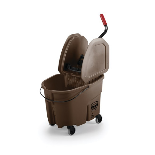 Rubbermaid FG757788BRN 35 Qt. Brown Down Press Wringer Molded Plastic WaveBrake Mopping Combo