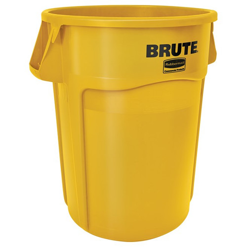 Rubbermaid FG265500YEL 55 Gallon High-Impact Plastic Yellow BRUTE Container (3 Each Per Case)
