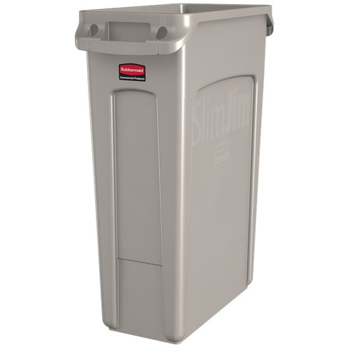 Rubbermaid FG354060BEIG 23 Gal. High-Impact Plastic Beige Slim Jim Container (4 Each Per Case)