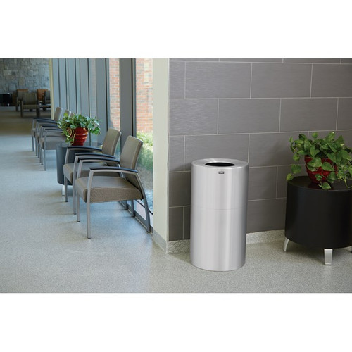 Rubbermaid FGAOT35SAPL 21 Gallon Satin Aluminum Waste Receptacle