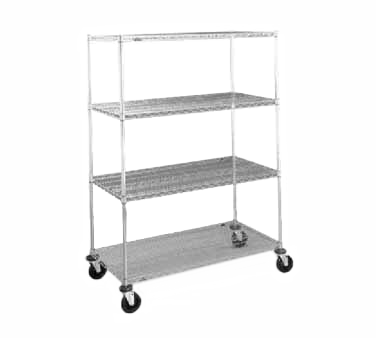 Metro N566BBR 60" W Super Erecta Brite Shelves & Chrome Plated Posts Super Erecta Stem Caster Cart Wire