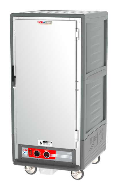 Metro C537-HFS-4-GY C5 3 Series Gray 3/4-Size Insulated Heated Holding Cabinet with Solid Door and Fixed Wire Slides - 120V