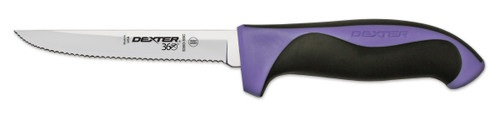 Dexter S360-5SCP-PCP 5" Scalloped Edge Utility Knife with Purple Handle