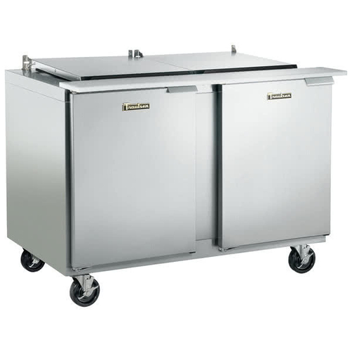 Traulsen UST4812-LL-SB 48" W Two-Section Two Door Reach-In Dealer's Choice Compact Prep Table Refrigerator with low-profile flat lid
