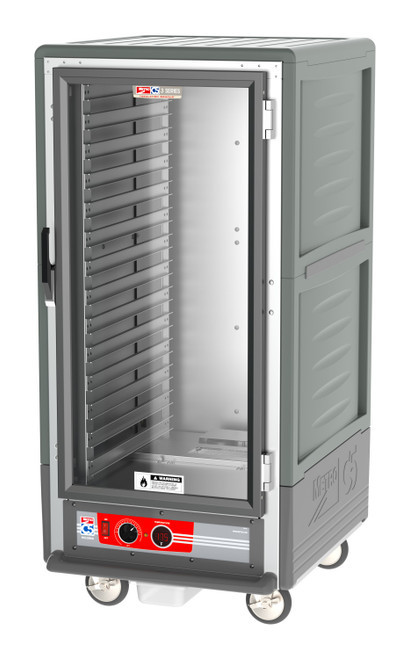 Metro C537-HLFC-L-GY C5 3 Series Gray 3/4-Size Insulated Low Wattage Heated Holding Cabinet with Clear Door and Lip Load Slides - 120V
