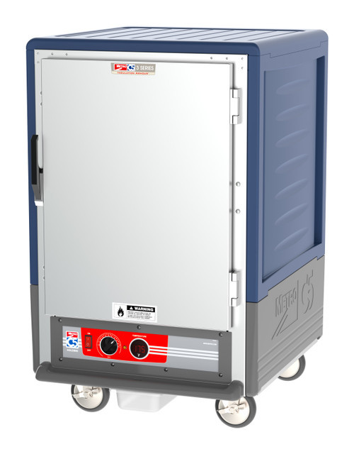 Metro C535-HLFS-U-BU C5 3 Series Blue Half-Size Insulated Low Wattage Heated Holding Cabinet with Solid Door and Universal Wire Slides - 120V