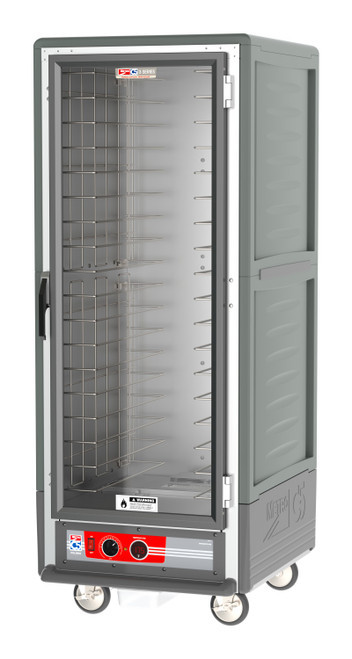 Metro C539-HFC-4-GY C5 3 Series Gray Full-Size Insulated Heated Holding Cabinet with Clear Door and Fixed Wire Slides - 120V