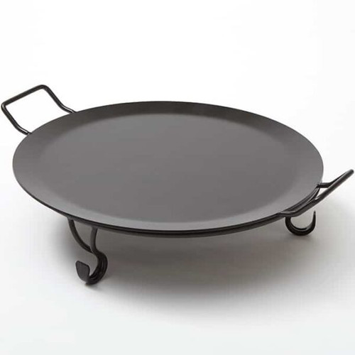 American Metalcraft GS18 18" W x 4.25" H Round Wrounght Iron Black Griddle with Stand - (1 Set)
