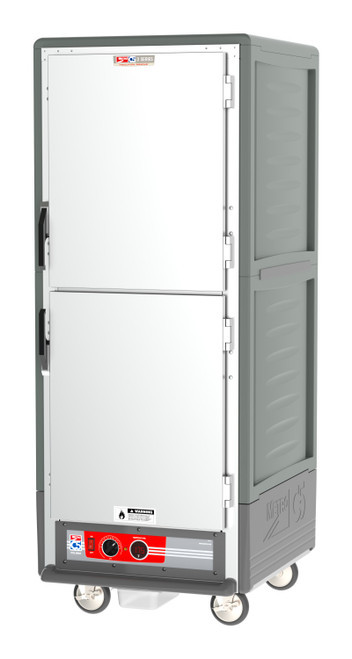Metro C539-HLDS-U-GY C5 3 Series Gray Full-Size Insulated Low Wattage Heated Holding Cabinet with Solid Dutch Doors and Universal Wire Slides - 120V