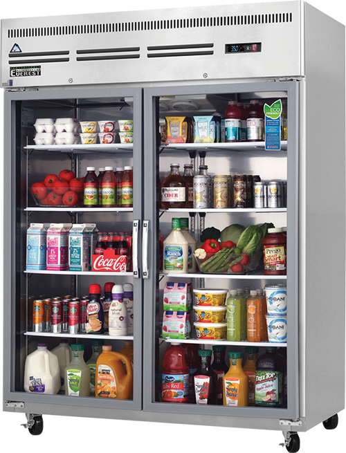 Everest Refrigeration ESGWR2 59" W Two-Section Glass Door Reach In Refrigerator