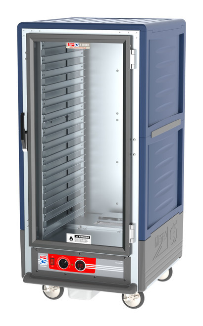 Metro C537-HFC-L-BU C5 3 Series Blue 3/4-Size Insulated Heated Holding Cabinet with Clear Door and Lip Load Slides - 120V