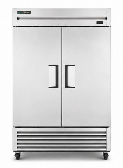 True T-49-HC 54.13" W Two-Section Stainless Steel Door Reach-In Refrigerator - 115 Volts