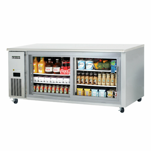 Everest Refrigeration ETGWR2 71.13"W Two-Section Glass Door Undercounter/Worktop Refrigerator