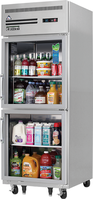 Everest Refrigeration ESGRH2 29.25" W One-Section Glass Door Reach In Refrigerator