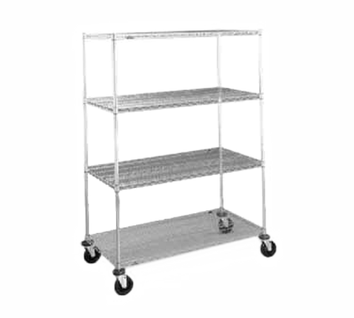 Metro N566AC 60" W Chrome Shelves & Chrome Plated Posts 600 Lbs. Capacity Super Erecta Stem Caster Cart Wire