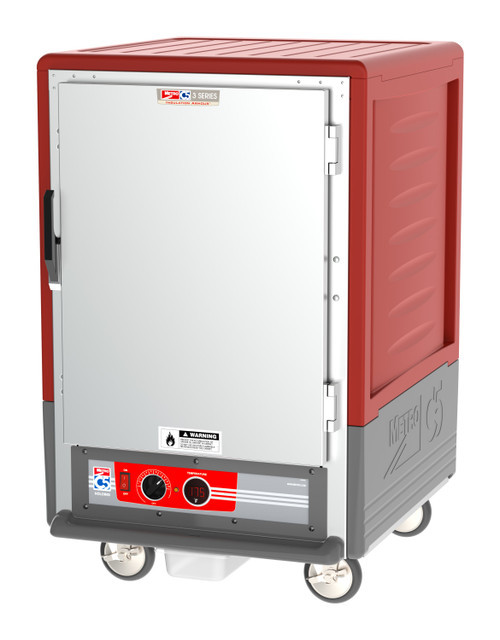 Metro C535-HFS-4 C5 3 Series Red Half-Size Insulated Heated Holding Cabinet with Solid Door and Fixed Wire Slides - 120V