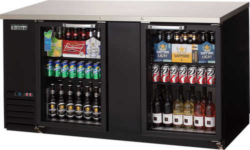Everest Refrigeration EBB69G-24 68"W Two-Section Glass Door Back Bar Refrigerator