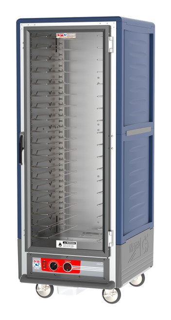 Metro C539-HLFC-U-BU C5 3 Series Blue Full-Size Insulated Low Wattage Heated Holding Cabinet with Clear Door and Universal Wire Slides - 120V