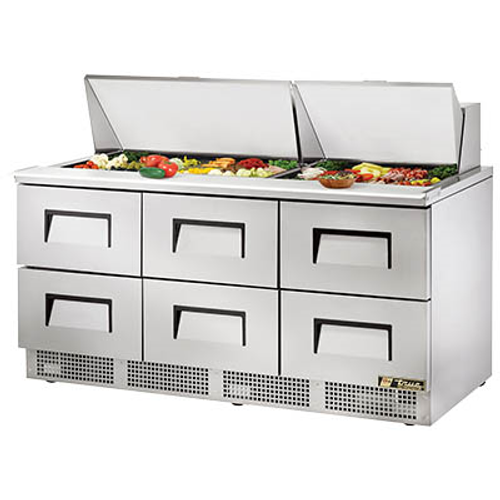 True TFP-72-30M-D-6 72.13" W Three-Section Three Door Sandwich/Salad Unit