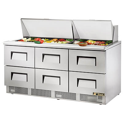 True TFP-72-30M-D-6 72.13" W Three-Section Three Door Sandwich/Salad Unit