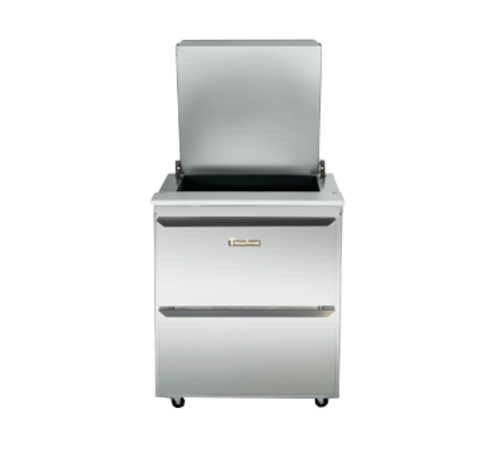 Traulsen UST279-D-SB 27" W One-Section Two Drawer Dealer's Choice Compact Prep Table Refrigerator with low profile flat cover