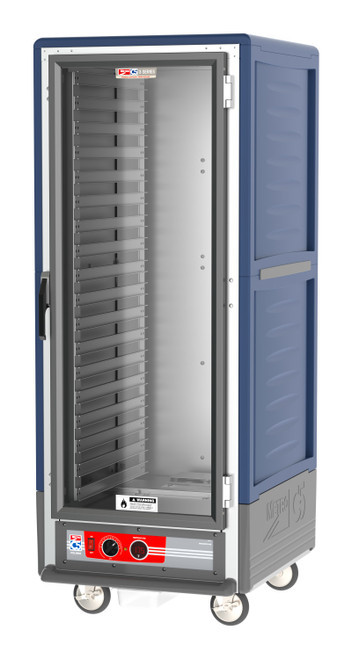 Metro C539-HLFC-L-BU C5 3 Series Blue Full-Size Insulated Low Wattage Heated Holding Cabinet with Clear Door and Lip Load Slides - 120V