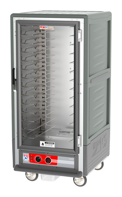 Metro C537-HLFC-U-GY C5 3 Series Gray 3/4-Size Insulated Low Wattage Heated Holding Cabinet with Clear Door and Universal Wire Slides - 120V